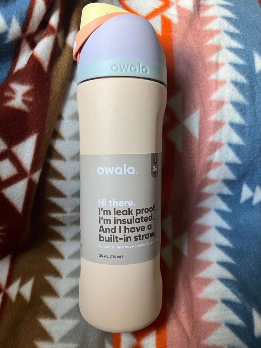 owala Insulated Straw Bottle — Pastel Peach